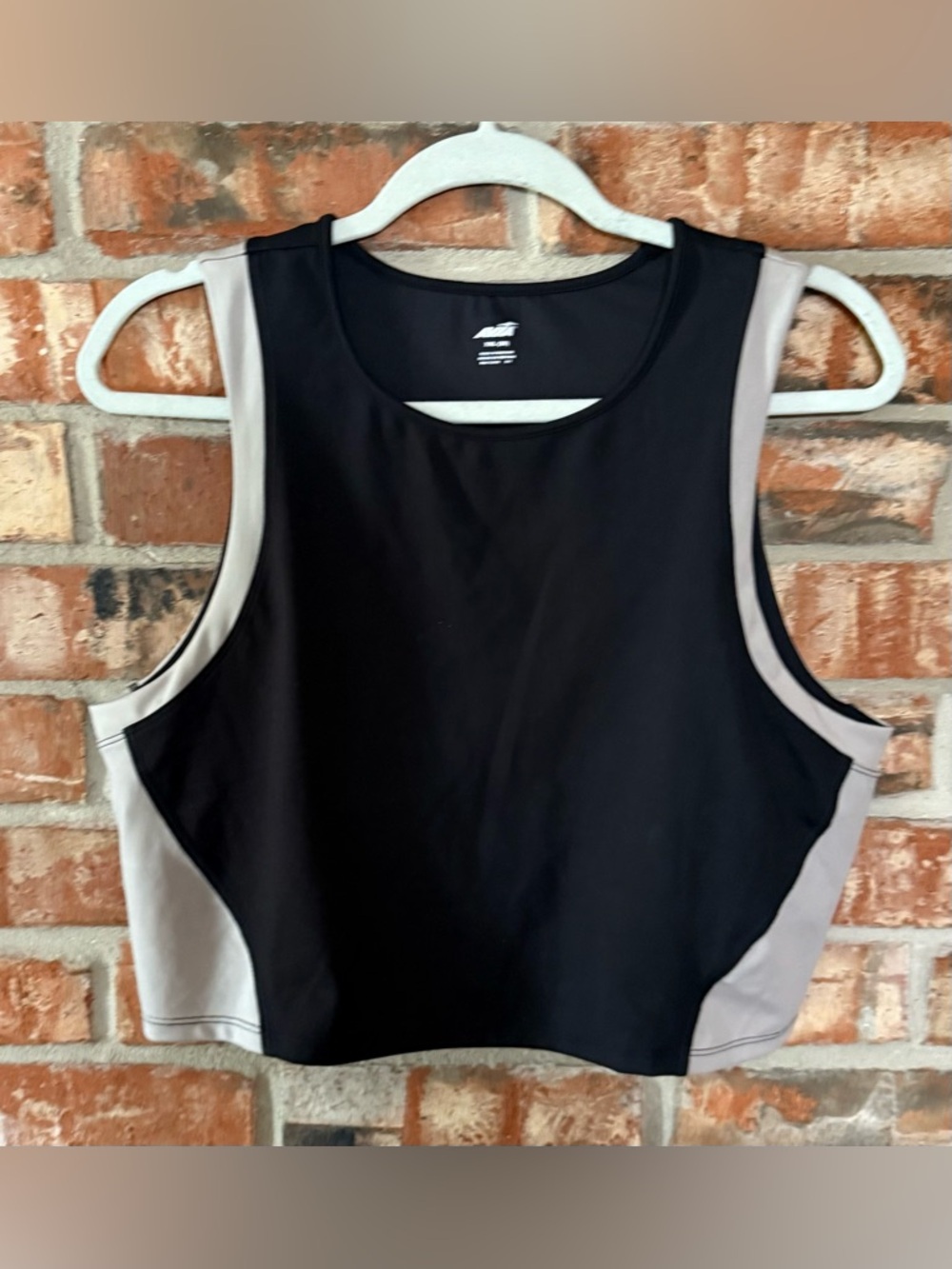 AVIA Black & Light Gray Sports Bra Crop Top